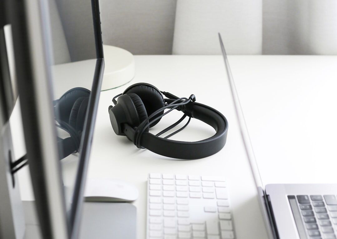 studio headphones on desk